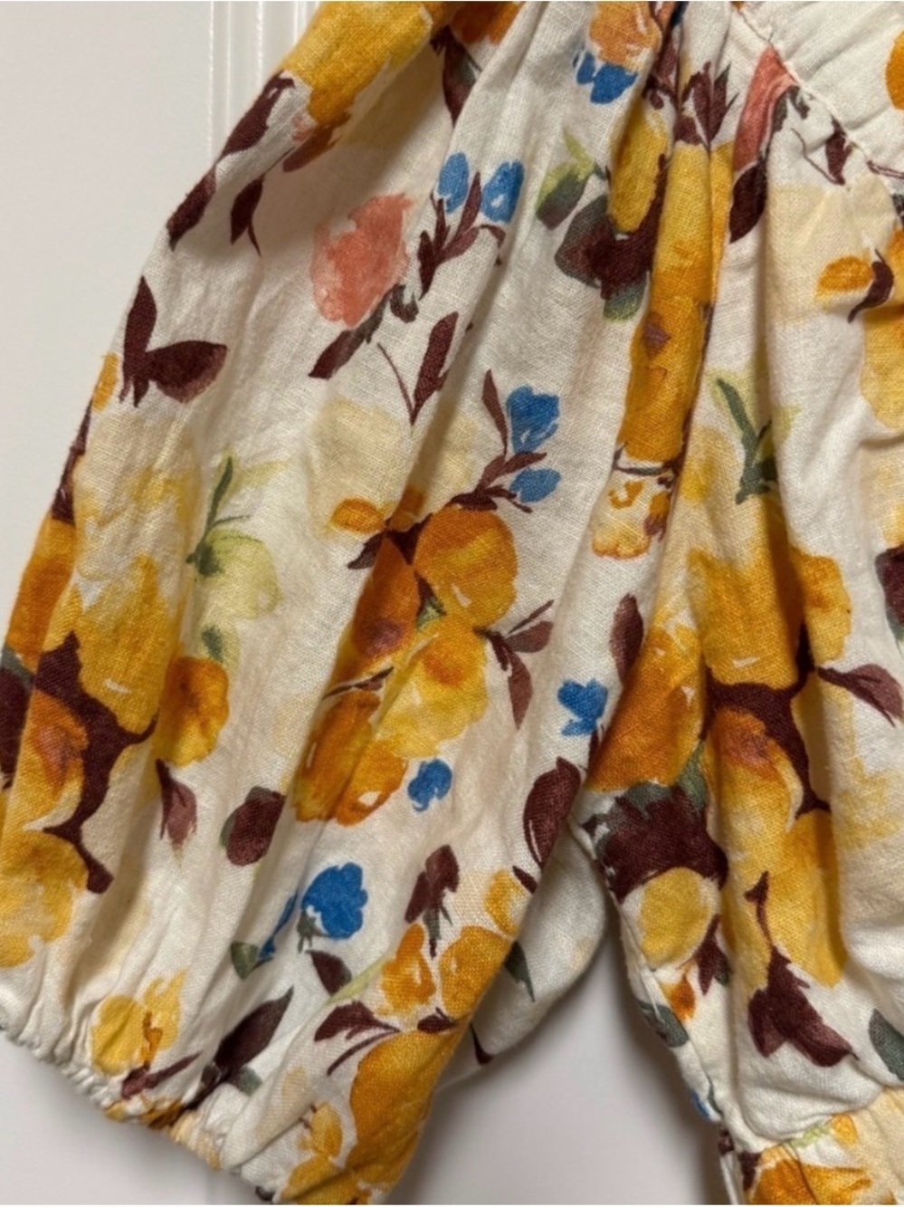 Abercrombie Floral Linen Top Small Cottagecore Romantic Feminine Peplum Small - Picture 4 of 7